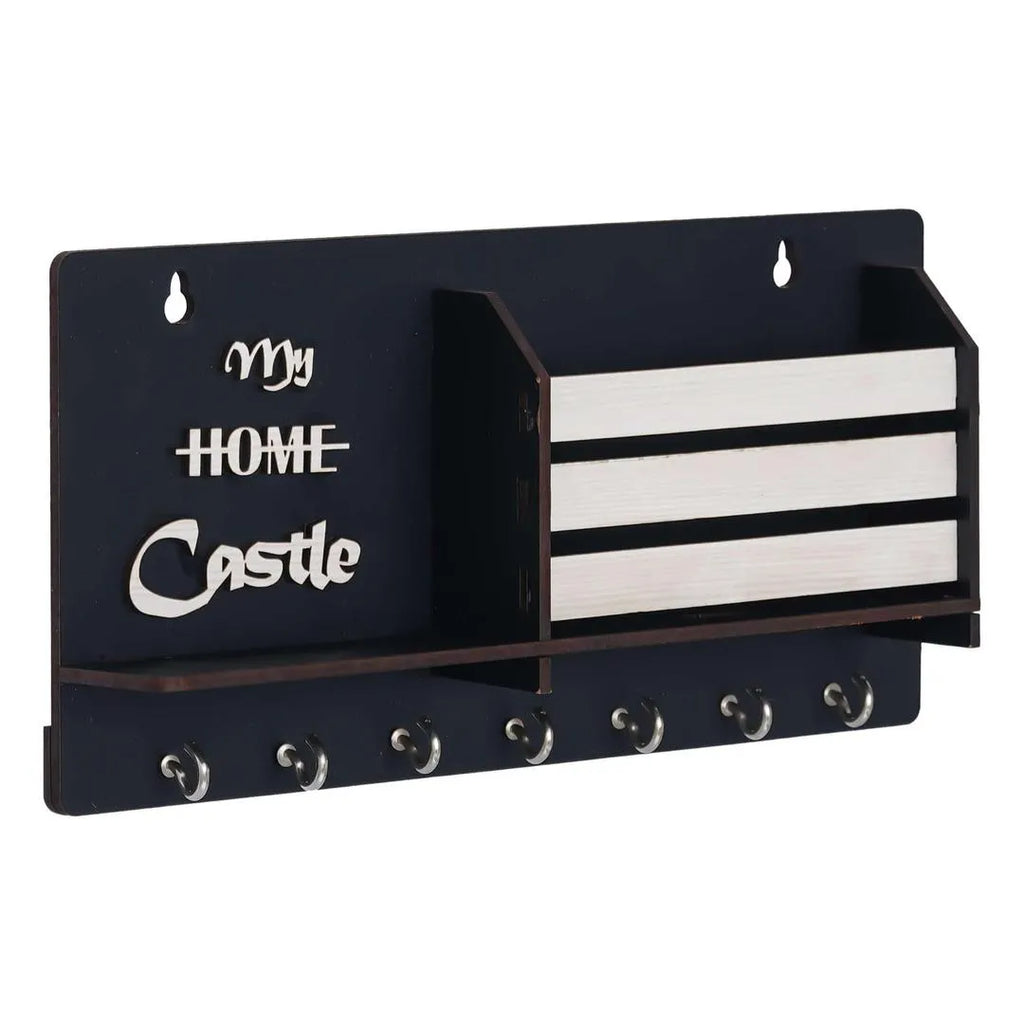 Wall-Mounted Key & Phone Holder Castle Design Black