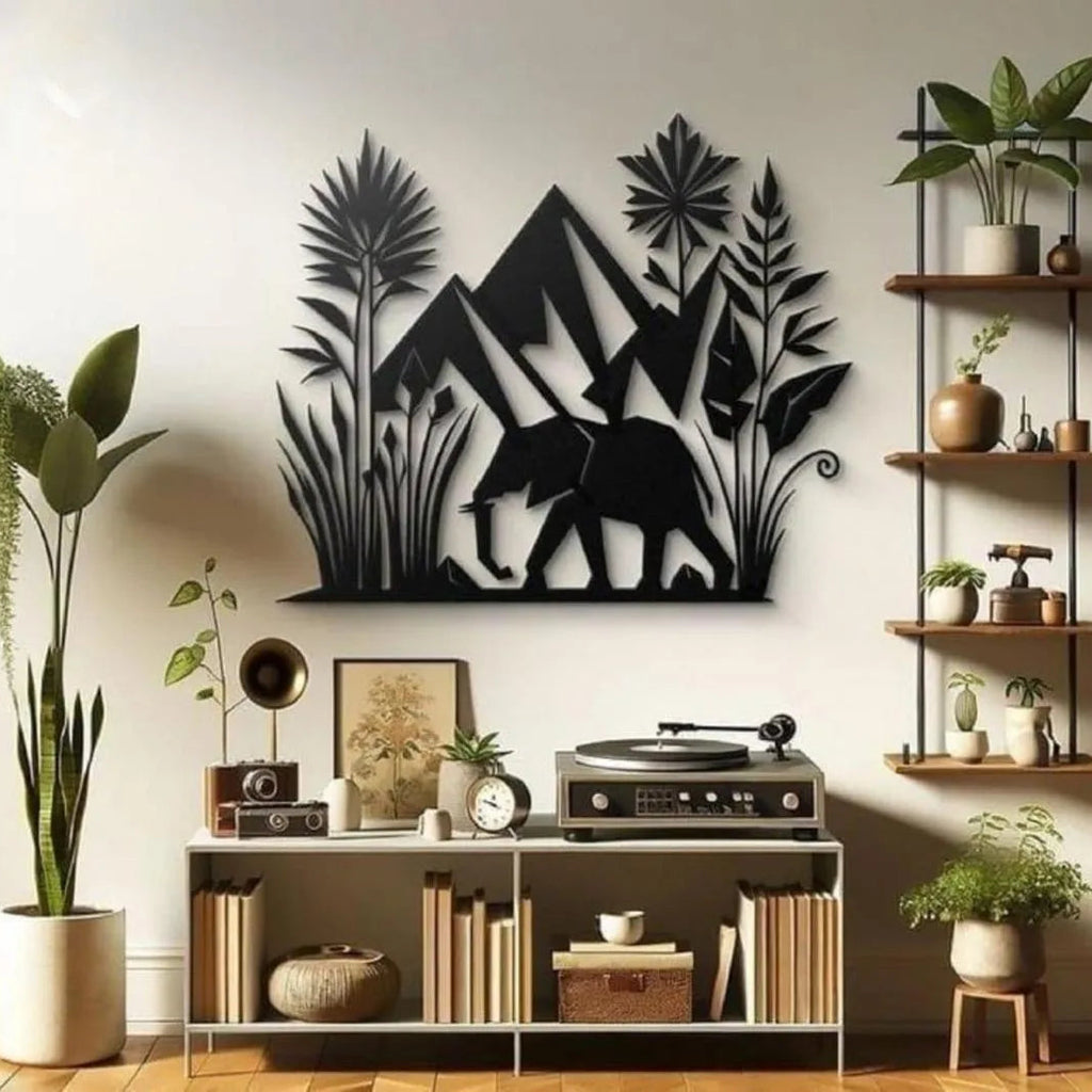 Black Laser Cut Forest Wall Art Decor 12x16.5" MDF