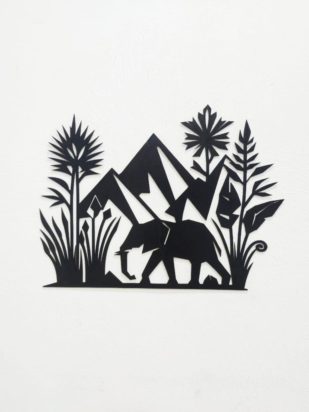 Black Laser Cut Forest Wall Art Decor 12x16.5" MDF