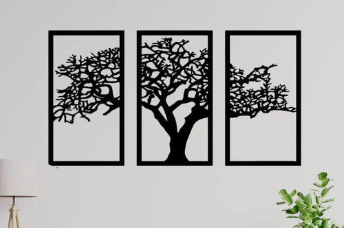 3D Tree Wall Art Set of 3 Modern Wooden Decor