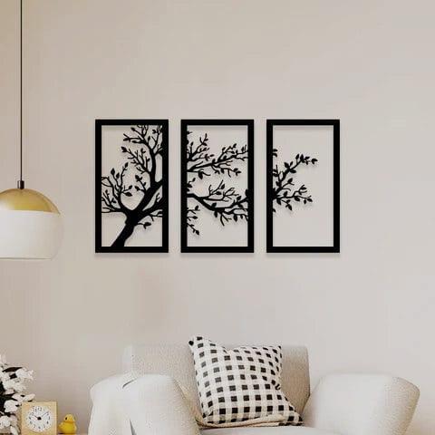 Modern Laser Cut Tree Wall Art Set of 3