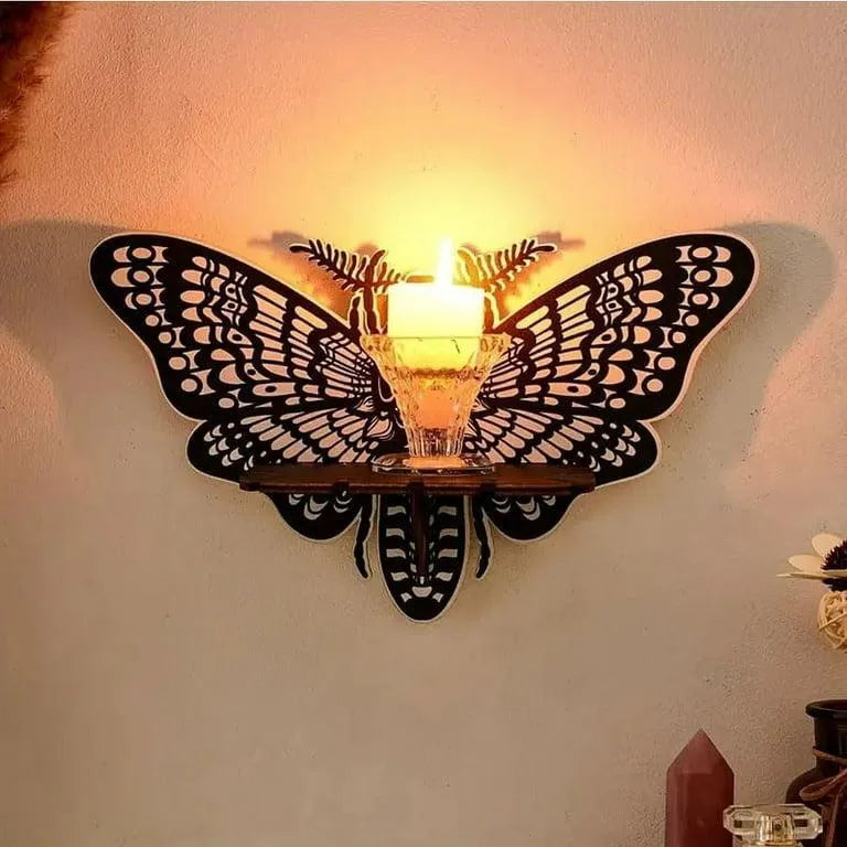 Butterfly Wall Shelf (Set of 3) Black Wooden Decor