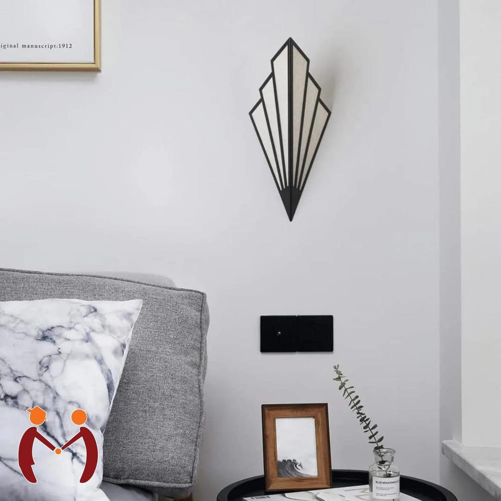 Modern Wall Lamp Black Golden MDF 15.5"