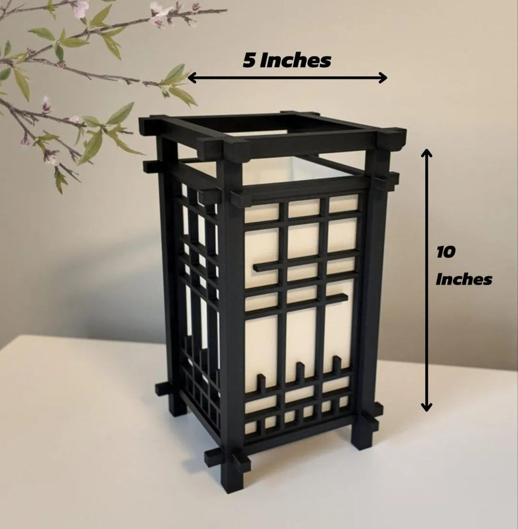 Japanese Shoji Table Lamp Warm Golden Glow 10x5x2"